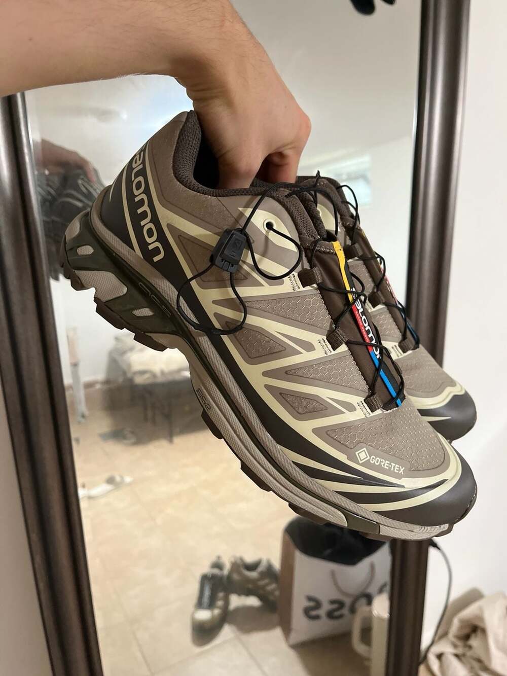 Salomon XT-6 GTX Size 11 Walnut Huckleberry Low Brown Khaki Men’s gore-tex